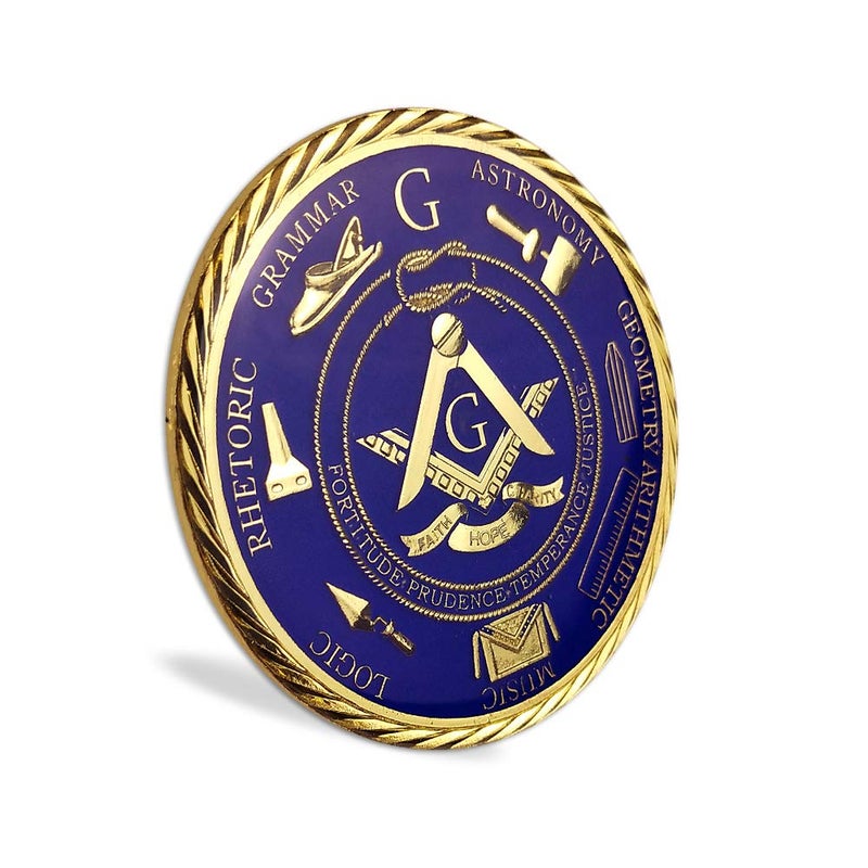 deDecoml Freemason Masonic Brotherhood Car Emblems Gold Plated in Blue Masonic Accessories Gifts - Image 2